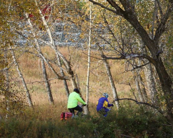 bikers enjoying the autumn colors of fish creek park