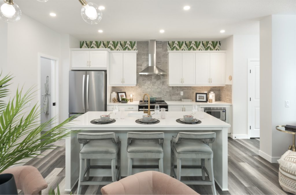 jayman built "cruz" home model kitchen with island seating